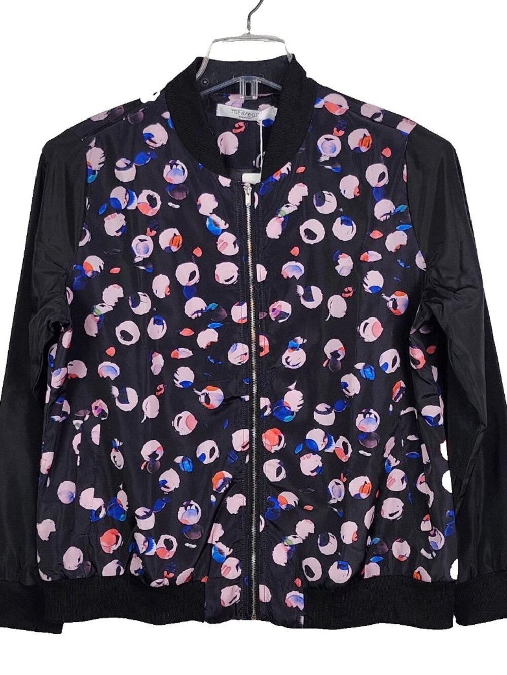 Meaneor Women Long Sleeve Jacket Polyester Graphic Zip Large